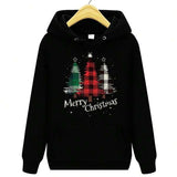 Men's Hoodie Merry Christmas Plaid Pattern Trees With Whimsical Winter Festive Forest