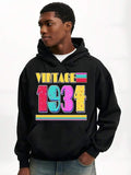 Men's Hoodie Vintage Colorful Bold Year Numbers With Retro Block Style Design Hoodie