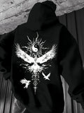 Men's Hoodie Radiant Yin Yang With Flying Birds Under Sunburst Design