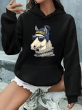 Women's Hoodie Cool Winter Scarf Wearing Sunglasses Horse