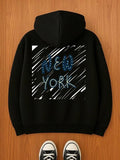 Men's Hoodie Hand Drawn Star Graphics With Dynamic Scribble Background New York