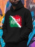 Men's Hoodie Nigeria Bold Paint Streaks With Red And Green Around Text