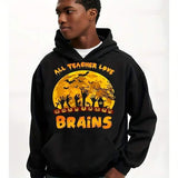 Men's Hoodie All Teacher Love Brains Zombies Under Full Moon Hoodie