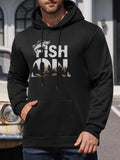 Men's Hoodie Fish On With Leaping Fish And Woodland Silhouette Hoodie