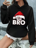 Women's Hoodie Big Bro With Red Santa Hat Festive Christmas Hoodie