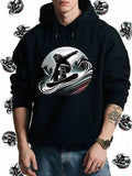 Men's Hoodie Dynamic Motion With Flowing Lines Surrounded By Waves Snowboarder
