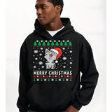 Men's Hoodie Merry Christmas Festive Winter Patterns With Snowflakes And Santa Hat Cat