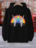 Men's Hoodie Dripping Rainbow Light Behind Punk Skeleton Hands Hoodie