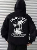 Men's Hoodie California Endless Palms Summer Paradise With Tropical Island Hut