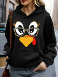 Women's Hoodie Wild Patterned Glasses Cartoon Face With Playful Expression Chicken