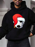 Men's Hoodie Festive Winter Cheer With Red Santa Hat On Soccer Ball
