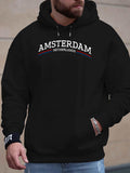 Men's Hoodie Amsterdam Netherlands Simple Lettering Hooded Sweatshirt