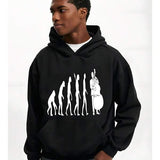 Men's Hoodie Evolving Into Modern Music Playing Upright Bass