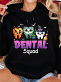 Men's Hoodie Dental Squad Halloween Pumpkins With Witch Hat Smiling Teeth