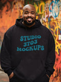 Men's Hoodie Studio 3703 Mockups Bold Letters On Solid Black Hoodie