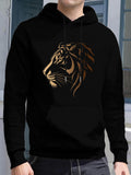 Men's Hoodie Majestic Golden Pattern Against Shadows Staring Fiercely Wild Proud Tiger