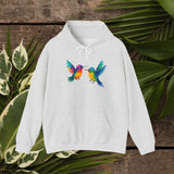 Men's Hoodie Colorful Brush Strokes With Leaves And Nature Birds