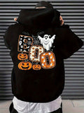 Men's Hoodie Halloween Pumpkins With Glowing Lights And Flying Ghost