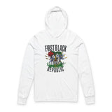 Men's Hoodie First Black Republic Raised Fist With Green Leafy Accents Among Flags