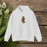 Men's Hoodie Playful Standing Cat Holding Orange Pumpkin