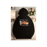 Men's Hoodie Its Fall Yall With Autumn Leaves Pumpkin And Coffee Mug Hoodie