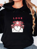 Women's Hoodie Love Gnome In Envelope With Tulips And Floral Hearts