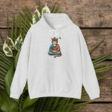 Men's Hoodie Peaceful Garden With Meditating Cat Among Greenery Cat