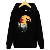 Men's Hoodie Colorful Sunset Forest With Silhouetted Wolf Howling On Cliff