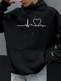 Men's Hoodie Heartbeat Line With Continuous Flow Forming A Loving Heart