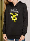 Women's Hoodie Yellow Ribbon With Floral Lace Up On Front