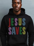 Men's Hoodie Colorful Bold Letter Blocks With Vibrant Faith Inspired Christian Words Hoodie