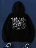 Men's Hoodie Motorcycle Lover Vintage Style Letters With Hand Drawn Classic Motorbike