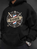 Men's Hoodie Barber Banner With Scissors Comb And Vintage Pole Design