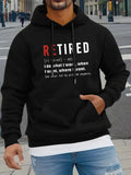 Men's Hoodie Retired Definition With Bold White Letters Street Print Hoodie
