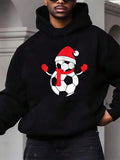 Men's Hoodie Festive Holiday Spirit With Red Scarf And Santa Hat Soccer Ball