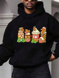 Men's Hoodie Gingerbread Cookies And Colorful Candy Houses Under Festive Holiday Cheer