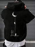 Men's Hoodie Peaceful Night With Moon Balloons In A Quiet Forest
