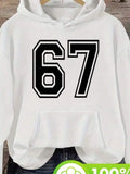 Men's Hoodie Bold Black Outlined Numbers For Sporty School Hoodie