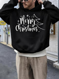 Men's Hoodie Merry Christmas Snowflakes With Festival Light Tree Christmas Tree