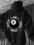Men's Hoodie Repeat Aim Shoot Swear Crossed Sticks And Billiard Eight Ball