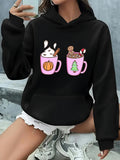 Women's Hoodie Cozy Hot Drinks With Whipped Cream Candy Canes And Festive Mugs