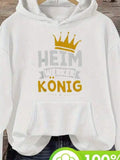 Men's Hoodie Golden Crown With Monochrome Lettering And Modern Wordmark König