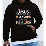 Men's Hoodie Jesus Is The Reason For The Season With Christmas Tree And Winter Holiday Elements Hoodie
