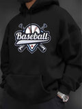 Men's Hoodie Baseball With Two Crossed Bats Star And Baseball Ball