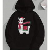 Men's Hoodie Festive Winter Llama Wearing Sunglasses And Christmas Scarf Llama