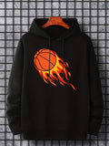 Men's Hoodie Blazing Streaks Of Fiery Orange Speed Basketball