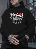 Men's Hoodie Merry Christmas With Snowflakes Santa Hat And Heartbeat Symbols Hoodie