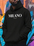 Men's Hoodie Milano Italy Bold Lettering On Black Streetwear Hoodie