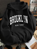 Men's Hoodie Brooklyn New York White Lettering On Classic Cotton Hoodie