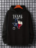 Men's Hoodie Texas Pride Faded Flag Map With Western Forest Black Hoodie